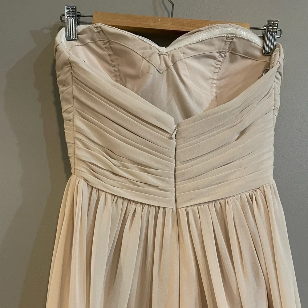 Bill Levkoff Cream Strapless Formal Dress - Picture 3 of 7